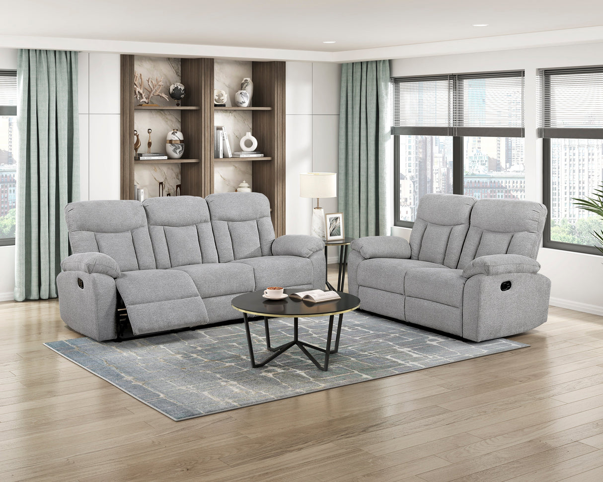 Jules Gray Double Reclining Love Seat by Homelegance at Eve Furniture
