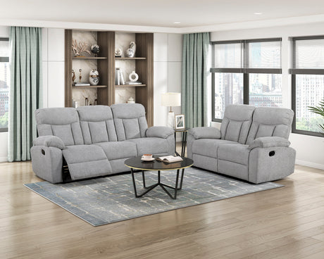 Jules Gray Double Reclining Love Seat by Homelegance at Eve Furniture