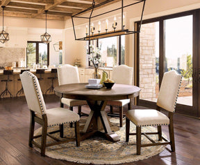 Julia Light Oak/Beige Round Dining Table Only by Furniture of America at Eve Furniture