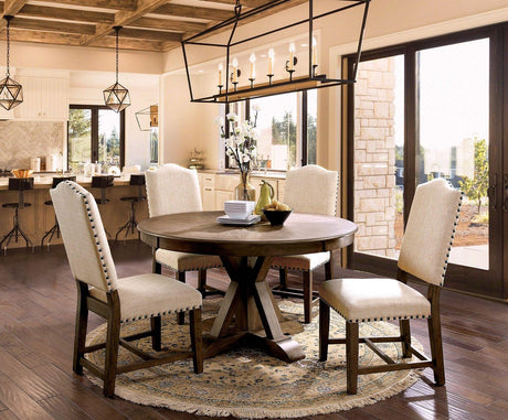 Julia Light Oak/Beige Round Dining Table Only by Furniture of America at Eve Furniture