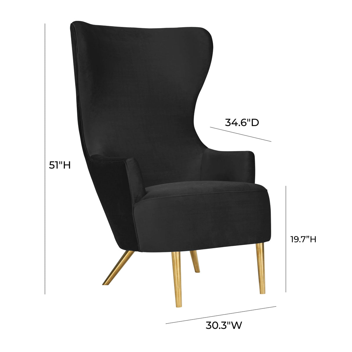 Julia Velvet Wingback Chair by Inspire Me! Home Decor by TOV Furniture at Eve Furniture