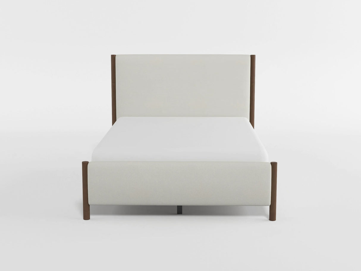 Julian Beige/Caramel Oak California King Upholstered Platform Bed by Homelegance at Eve Furniture