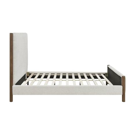 Julian Beige/Caramel Oak California King Upholstered Platform Bed by Homelegance at Eve Furniture