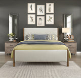 Julian Beige/Caramel Oak California King Upholstered Platform Bed by Homelegance at Eve Furniture