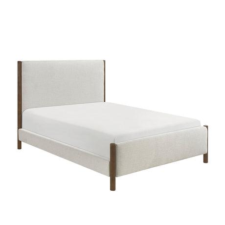 Julian Beige/Caramel Oak Eastern King Upholstered Platform Bed by Homelegance at Eve Furniture