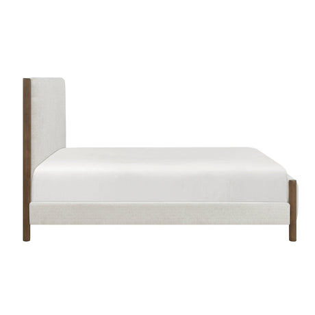 Julian Beige/Caramel Oak Eastern King Upholstered Platform Bed by Homelegance at Eve Furniture