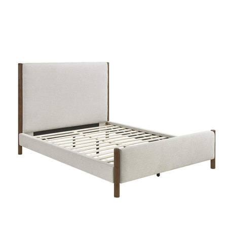 Julian Beige/Caramel Oak Queen Upholstered Platform Bed by Homelegance at Eve Furniture