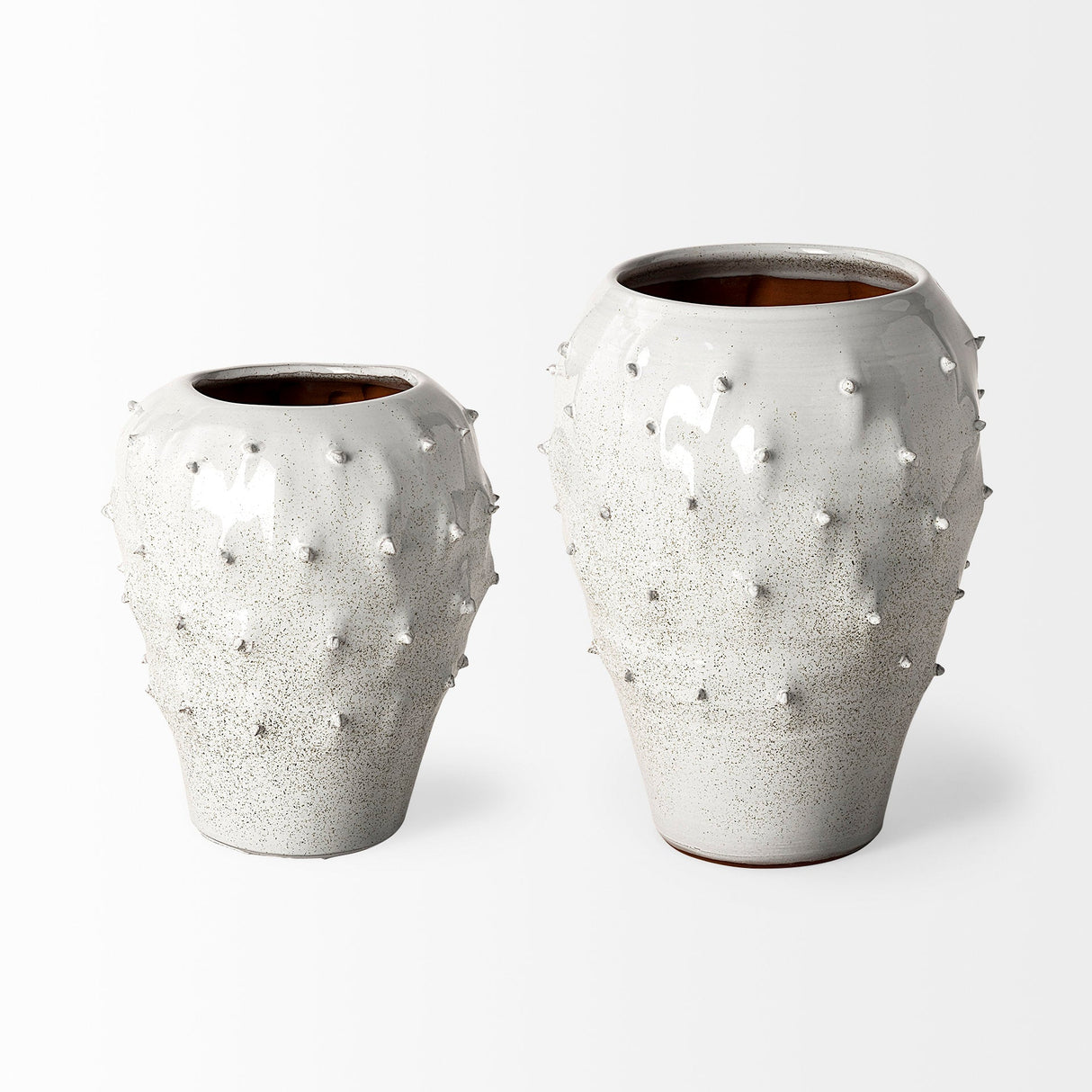 Julian Large Glossy White Ceramic Spoked Vase by Mercana at Eve Furniture