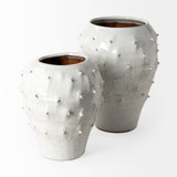 Julian Large Glossy White Ceramic Spoked Vase by Mercana at Eve Furniture