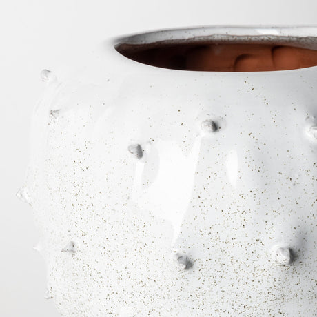 Julian Small Glossy White Ceramic Spoked Vase by Mercana at Eve Furniture