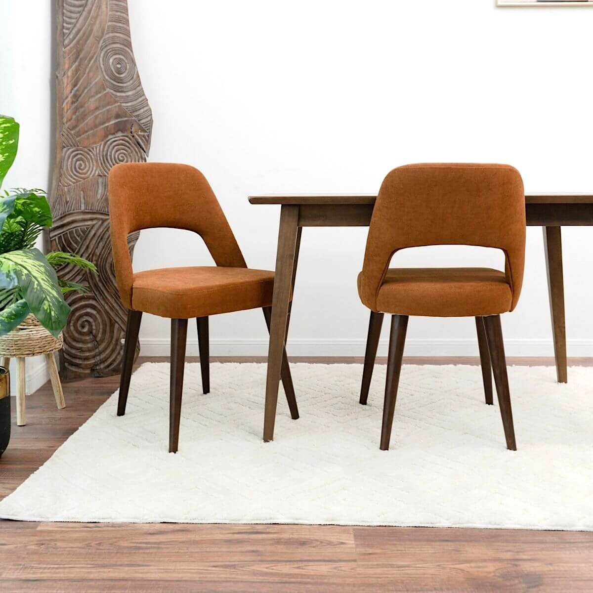 Juliana Mid Century Modern Upholstered Dining Chair (Set of 2) Polyester / Orange