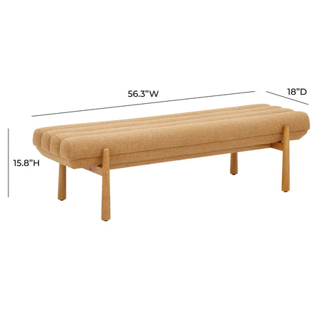 Julianna 56" Textured Fabric Bench by TOV Furniture at Eve Furniture