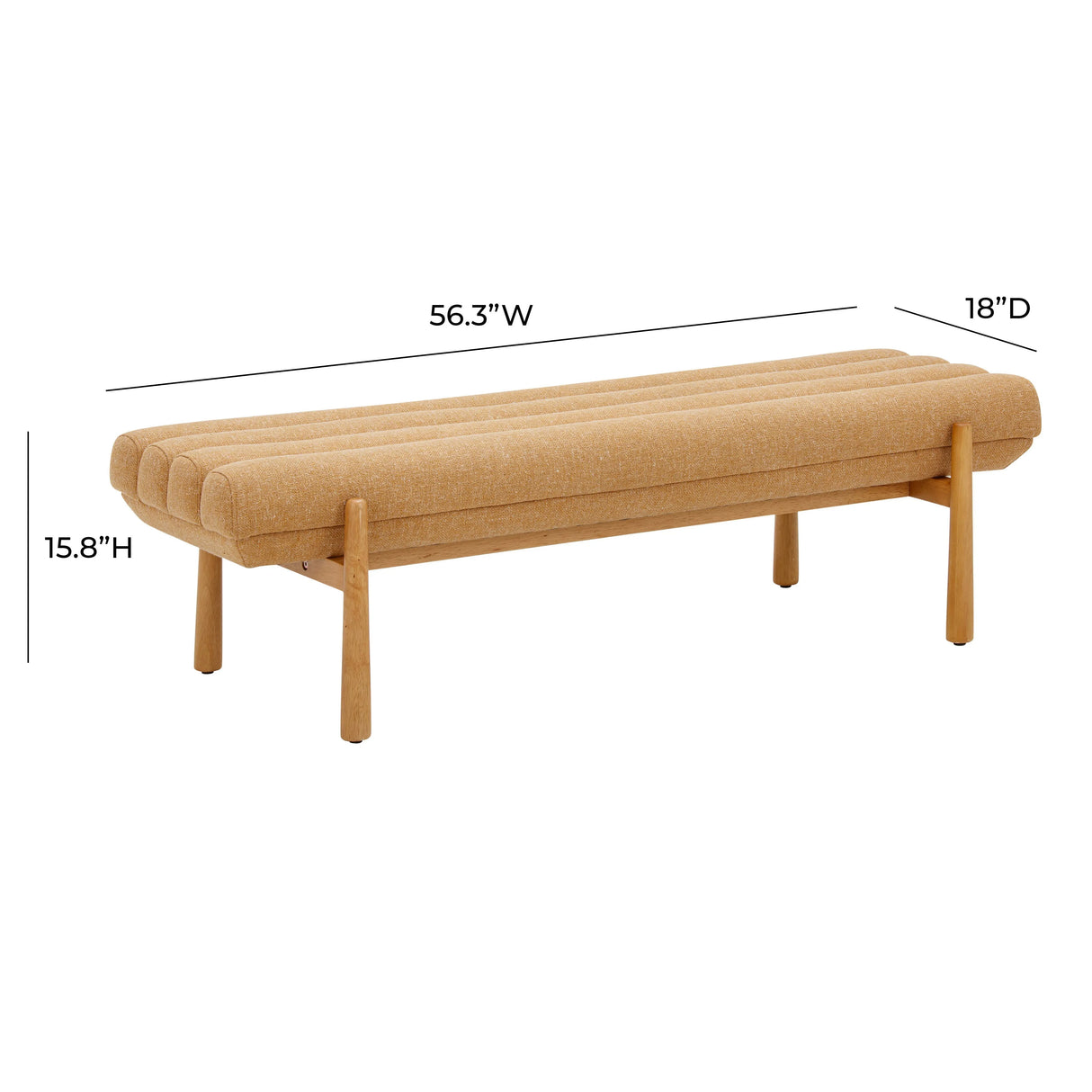 Julianna 56" Textured Fabric Bench by TOV Furniture at Eve Furniture