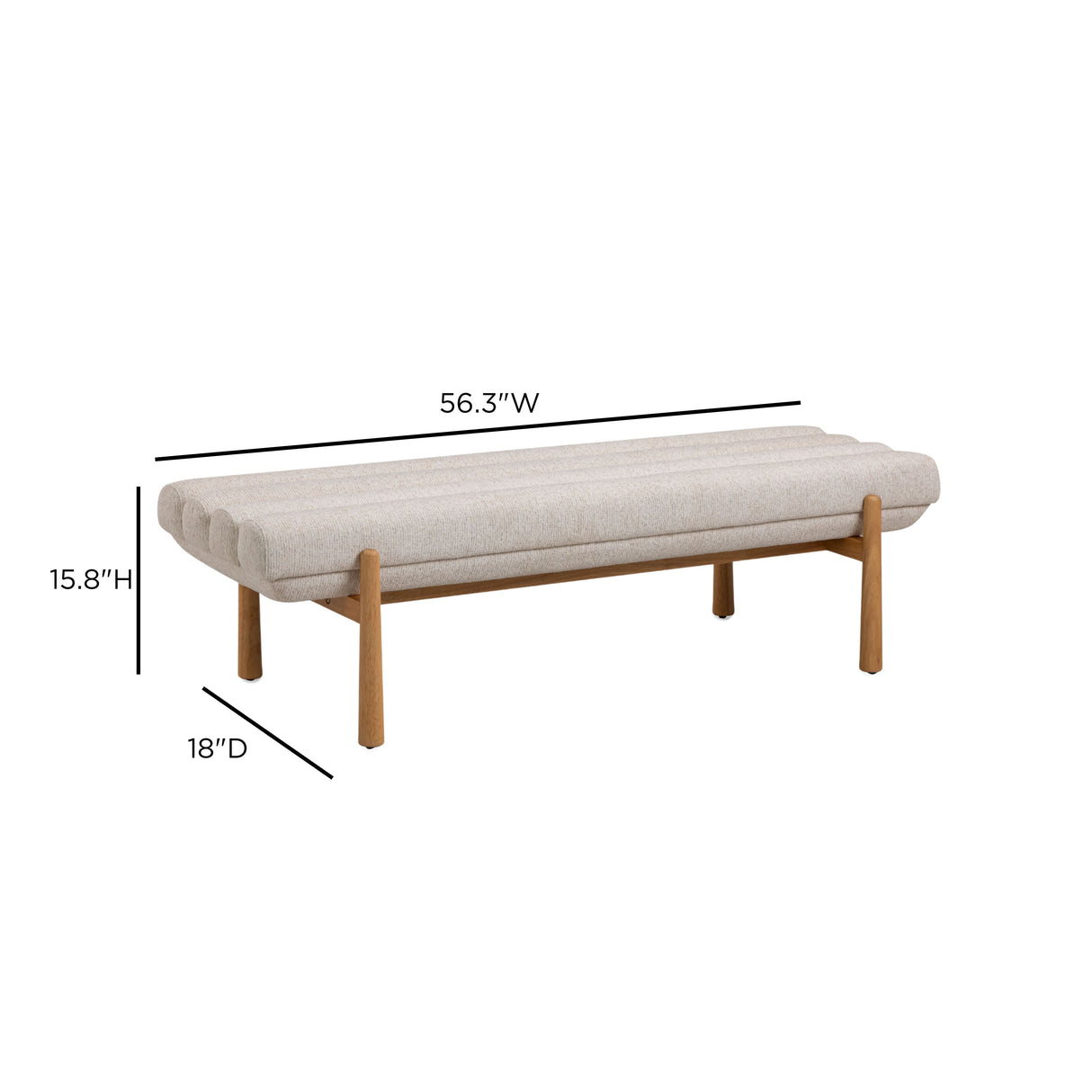 Julianna 56" Textured Fabric Bench by TOV Furniture at Eve Furniture