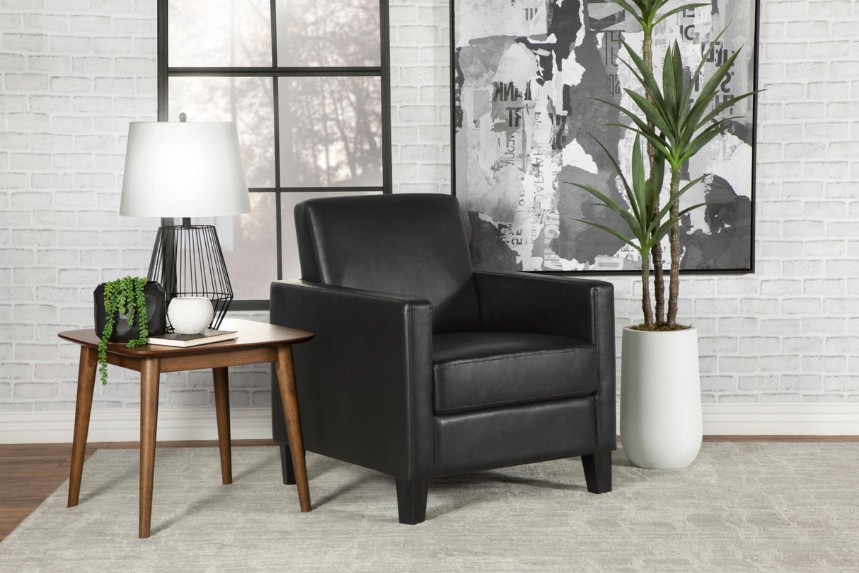 Julio Black Upholstered Accent Chair with Track Arms