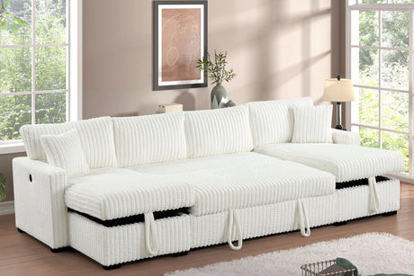 July Beige Double Storage Chaise Sectional with Pull Out Bed by Happy Homes at Eve Furniture
