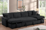 July Black Double Storage Chaise Sectional with Pull Out Bed by Happy Homes at Eve Furniture