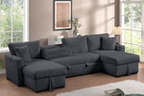July Charcoal Double Storage Chaise Sectional with Pull Out Bed by Happy Homes at Eve Furniture