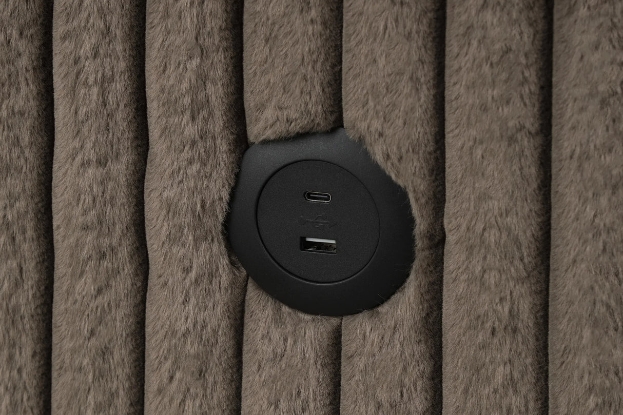 July Mocha Double Storage Chaise Sectional with Pull Out Bed by Happy Homes at Eve Furniture