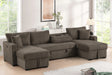 July Mocha Double Storage Chaise Sectional with Pull Out Bed by Happy Homes at Eve Furniture