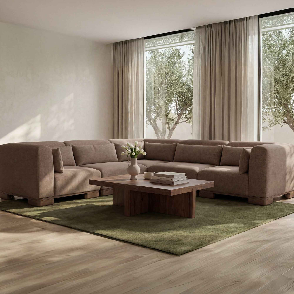 June Dark Brown Classic L Modular Sectional by Moe's Home at Eve Furniture