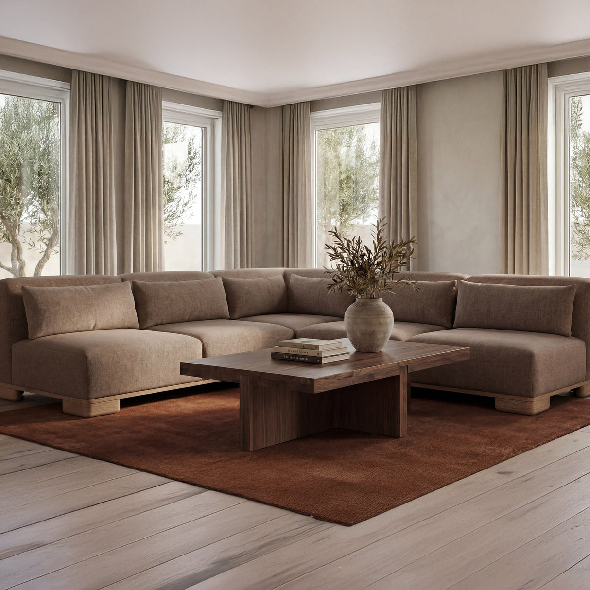 June Dark Brown Corner Chair by MOES at Eve Furniture