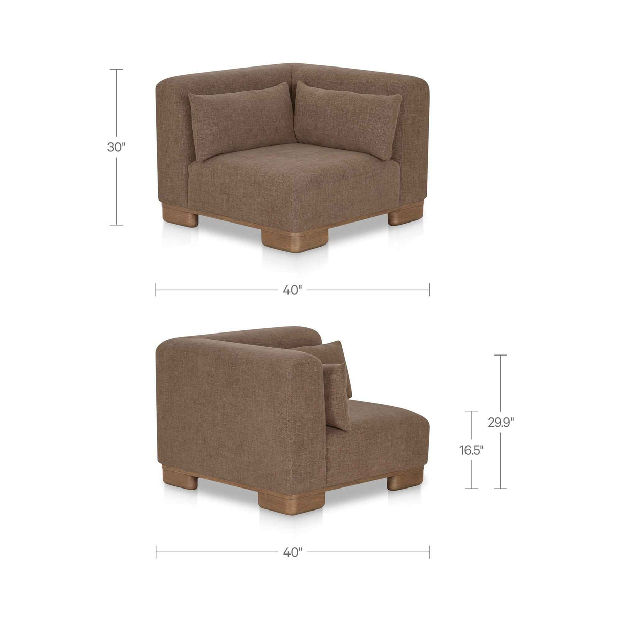 June Dark Brown Corner Chair by Moe's Home at Eve Furniture