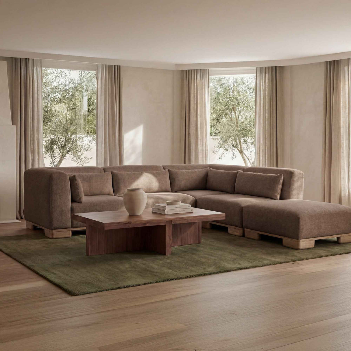 June Dark Brown Ottoman by Moe's Home at Eve Furniture