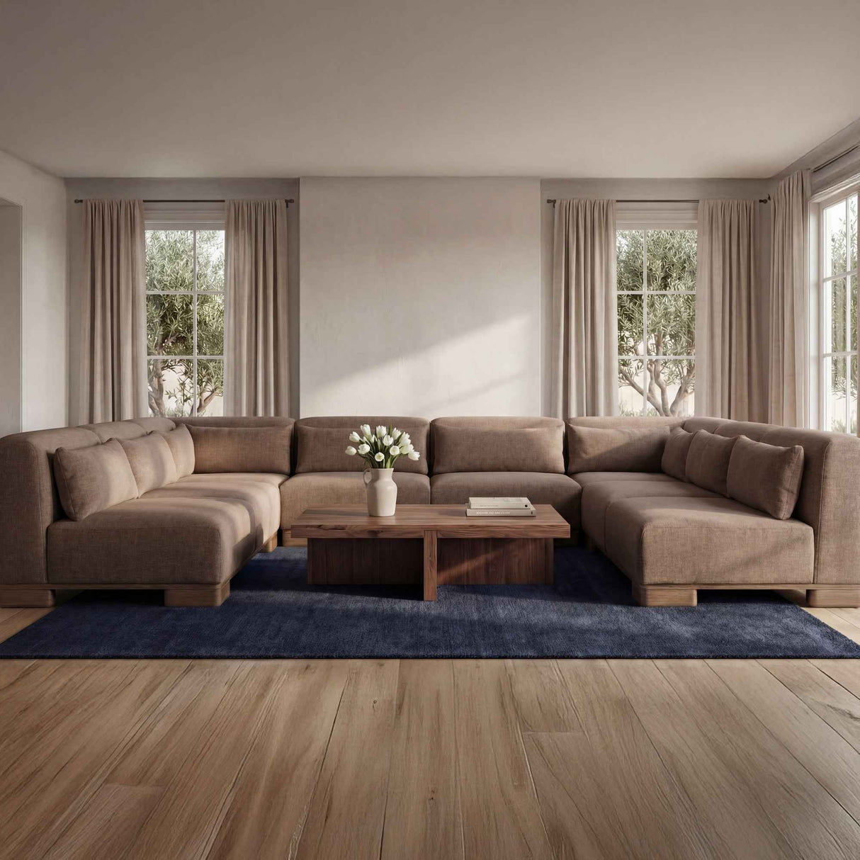 June Dark Brown U Shaped Modular Sectional by Moe's Home at Eve Furniture