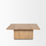 June Light Brown Wood w/ Fluting Square Coffee Table by Mercana at Eve Furniture