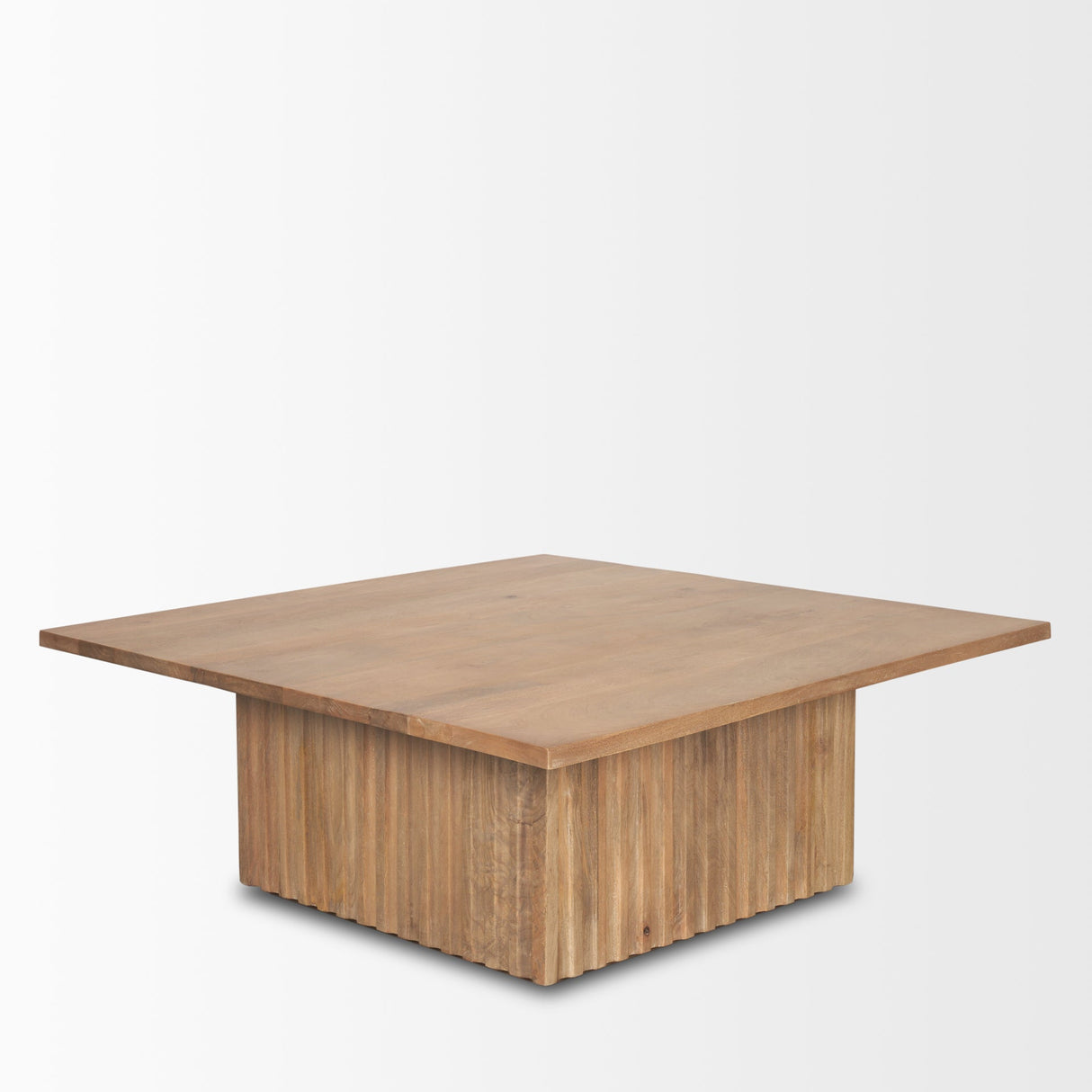 June Light Brown Wood w/ Fluting Square Coffee Table by Mercana at Eve Furniture
