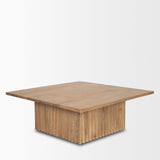 June Light Brown Wood w/ Fluting Square Coffee Table by Mercana at Eve Furniture