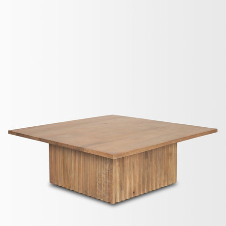 June Light Brown Wood w/ Fluting Square Coffee Table by Mercana at Eve Furniture