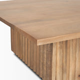 June Light Brown Wood w/ Fluting Square Coffee Table by Mercana at Eve Furniture