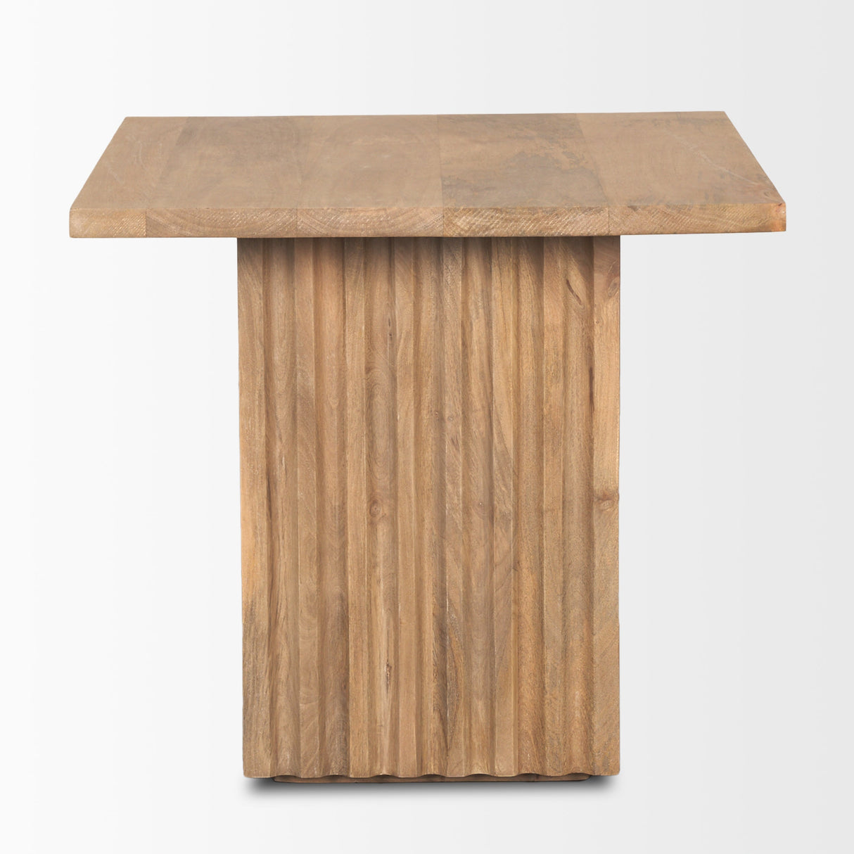 June Light Brown Wood w/ Fluting Square Side Table by Mercana at Eve Furniture