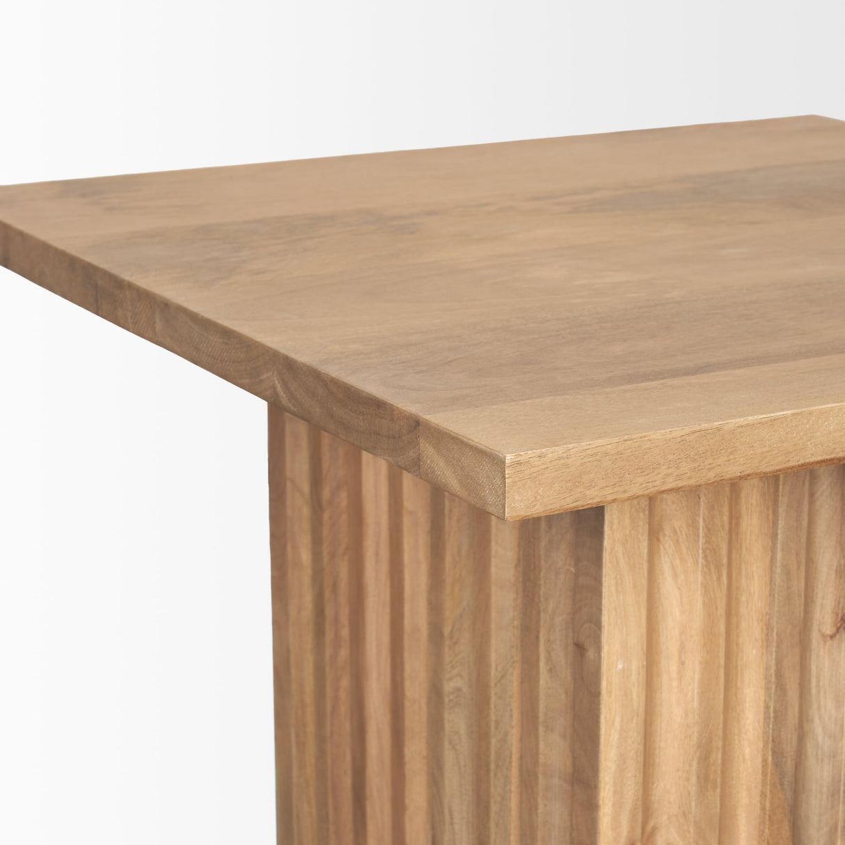 June Light Brown Wood w/ Fluting Square Side Table by Mercana at Eve Furniture