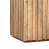 June Light Brown Wood w/ Fluting Square Side Table by Mercana at Eve Furniture