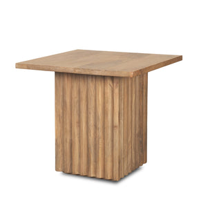 June Light Brown Wood w/ Fluting Square Side Table by Mercana at Eve Furniture