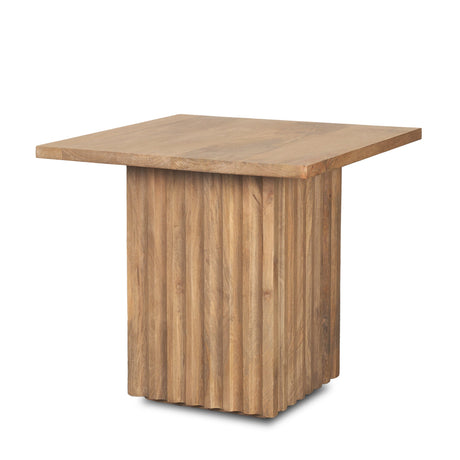 June Light Brown Wood w/ Fluting Square Side Table by Mercana at Eve Furniture