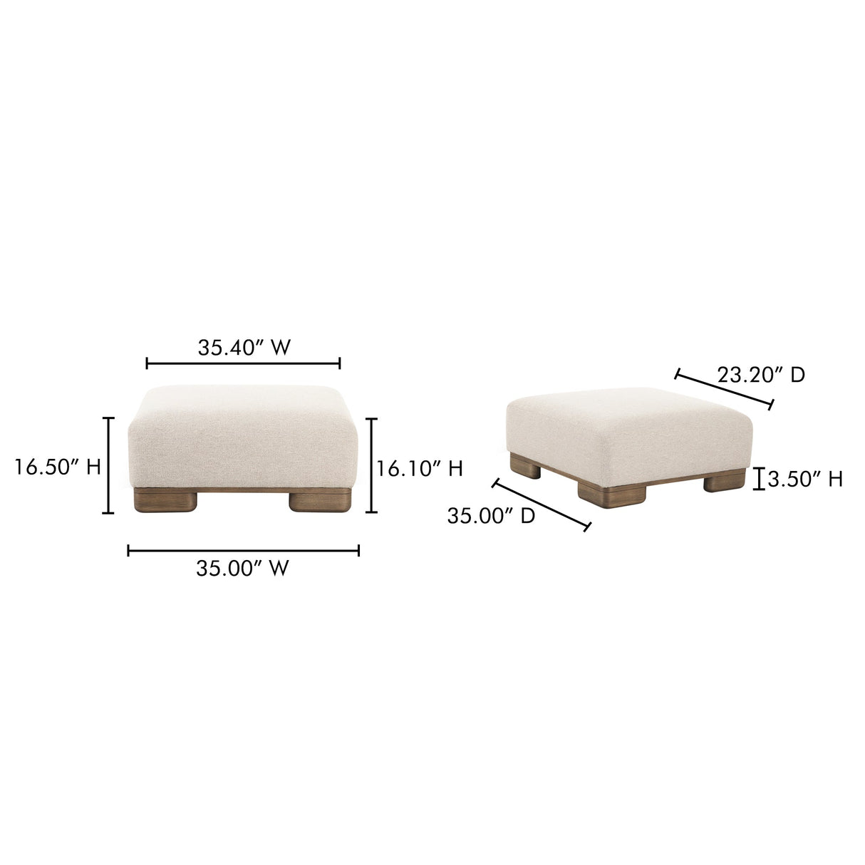 June Oatmeal Ottoman by MOES at Eve Furniture