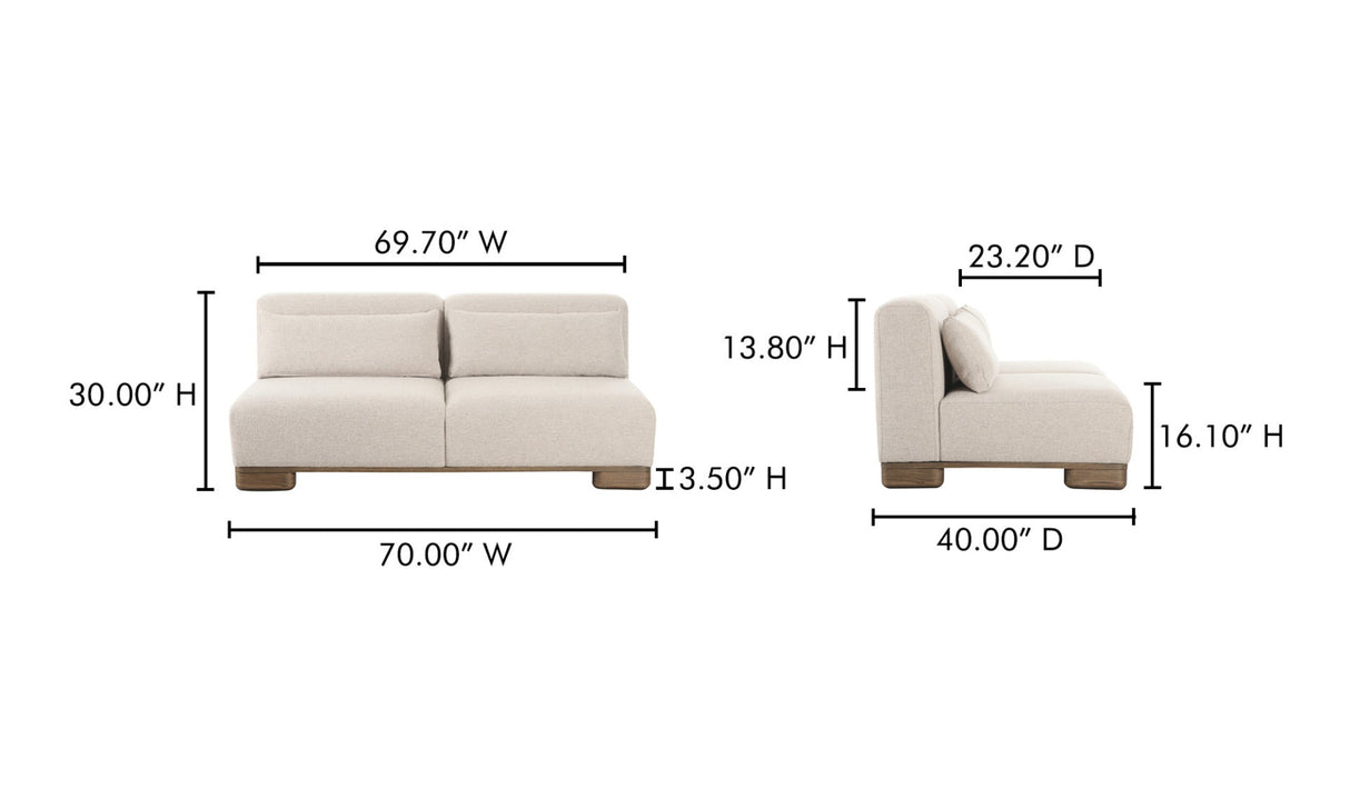 June Sofa Oatmeal by Moe's Home at Eve Furniture