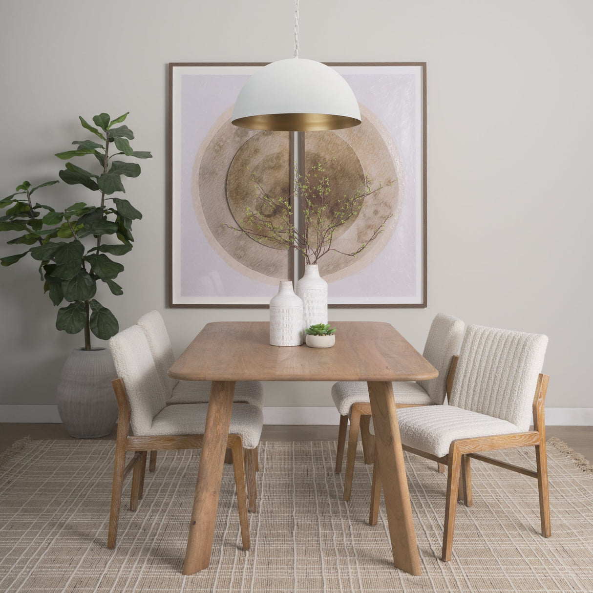 Juniper 24" Round White Dome Pendant Light by Mercana at Eve Furniture