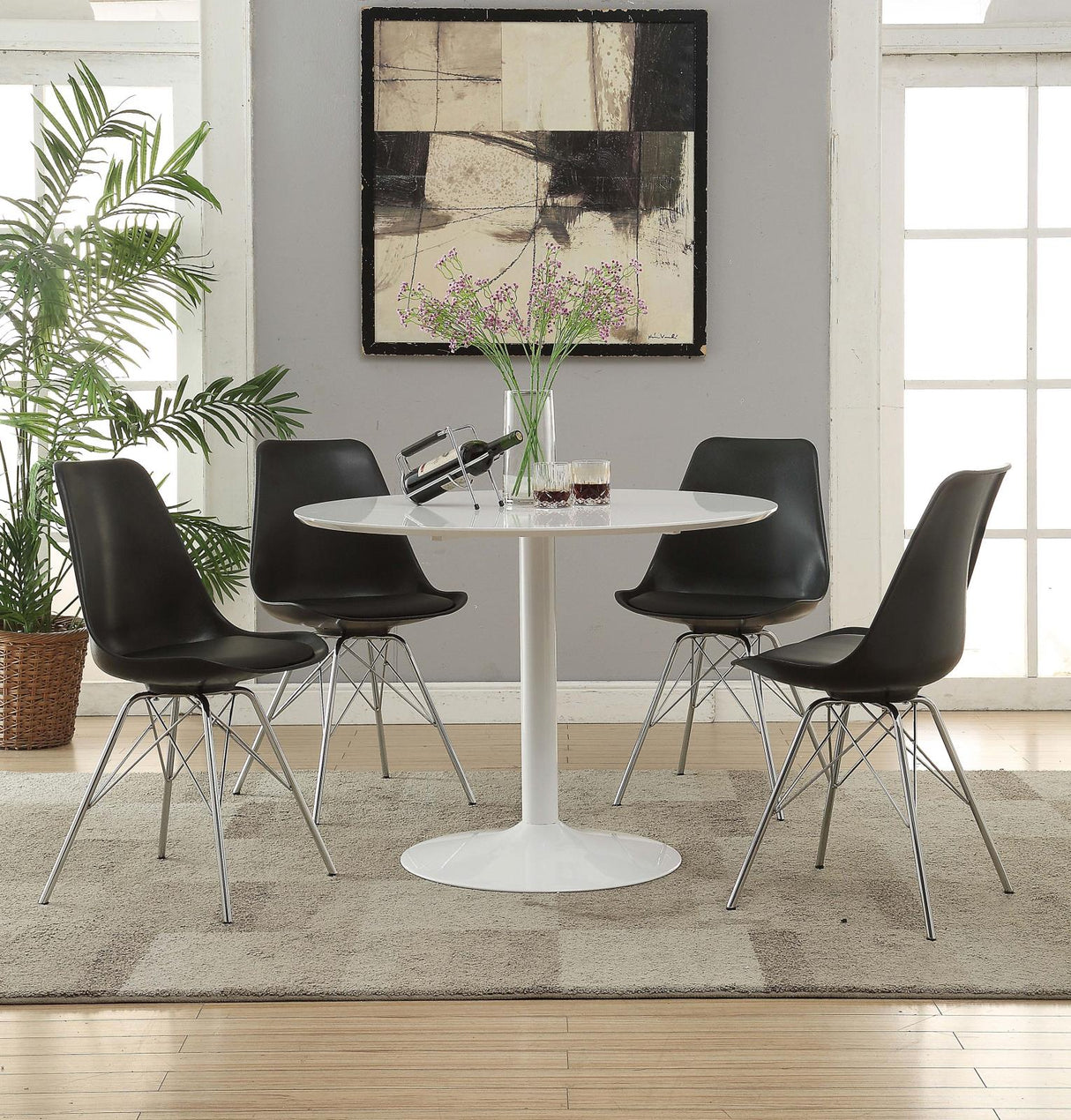 Juniper Black/Chrome Armless Dining Chairs, Set of 2