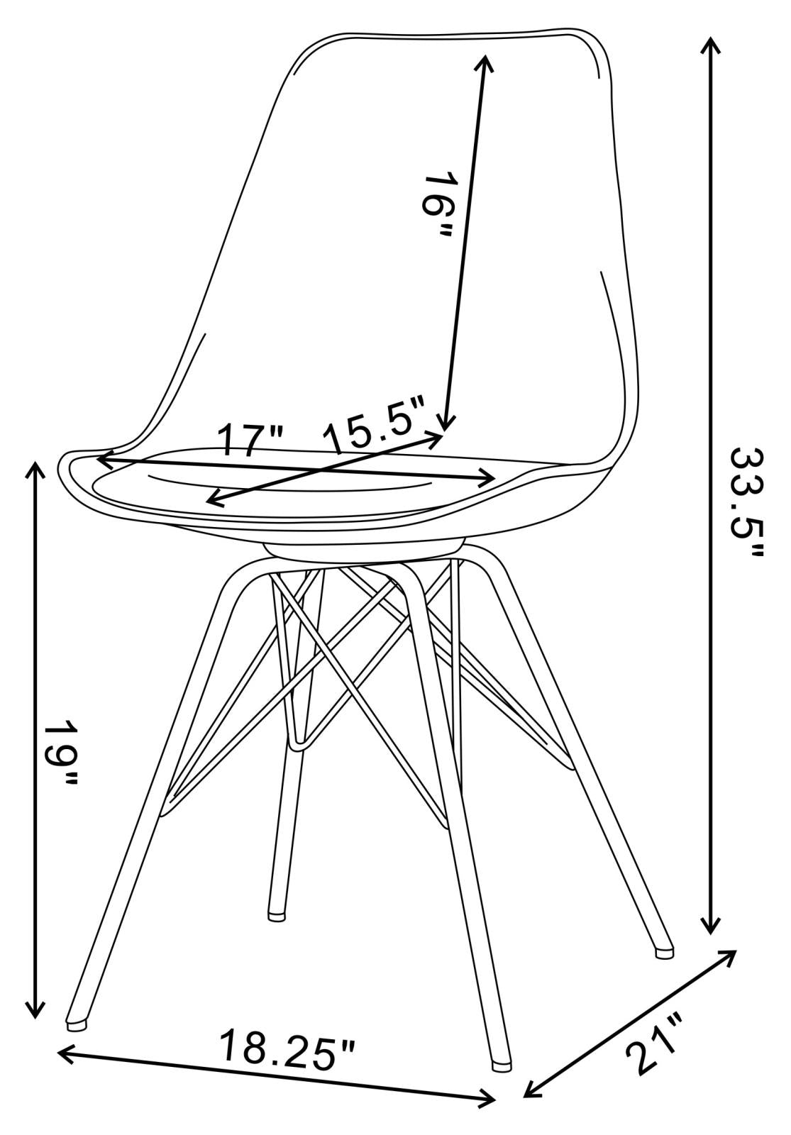 Juniper White/Chrome Armless Dining Chairs, Set of 2