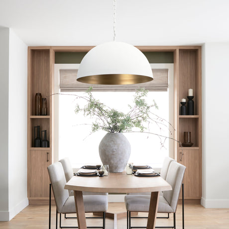 Juniper Round White Dome Pendant Light by Mercana at Eve Furniture