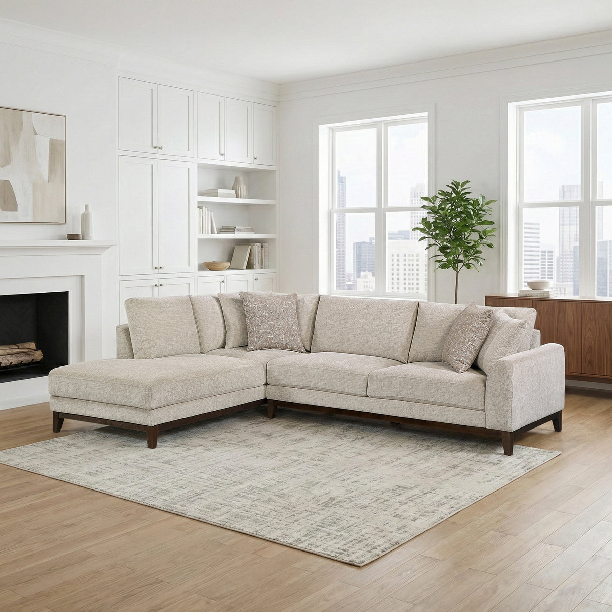 Juniper Taupe Chenille 2-Piece Sectional with Left Chaise by Homelegance at Eve Furniture