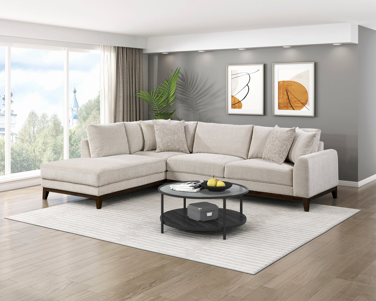 Juniper Taupe Chenille 2-Piece Sectional with Left Chaise by Homelegance at Eve Furniture