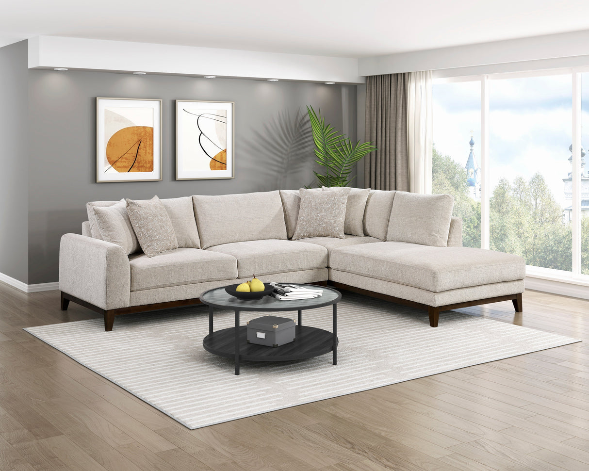 Juniper Taupe Chenille 2-Piece Sectional with Right Chaise by Homelegance at Eve Furniture