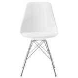Juniper White/Chrome Armless Dining Chairs, Set of 2 by Coaster at Eve Furniture
