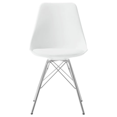 Juniper White/Chrome Armless Dining Chairs, Set of 2 by Coaster at Eve Furniture